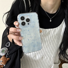 創造的な個性的な青い線の雨粒デザイン iPhone17/Apple 16ProMax/15/14対応 新型スマホケース