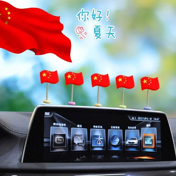 Симпатичные украшения флага автомобиля, качая головой, красный флаг, украшение, автомобильные аксессуары, зеркало заднего вида