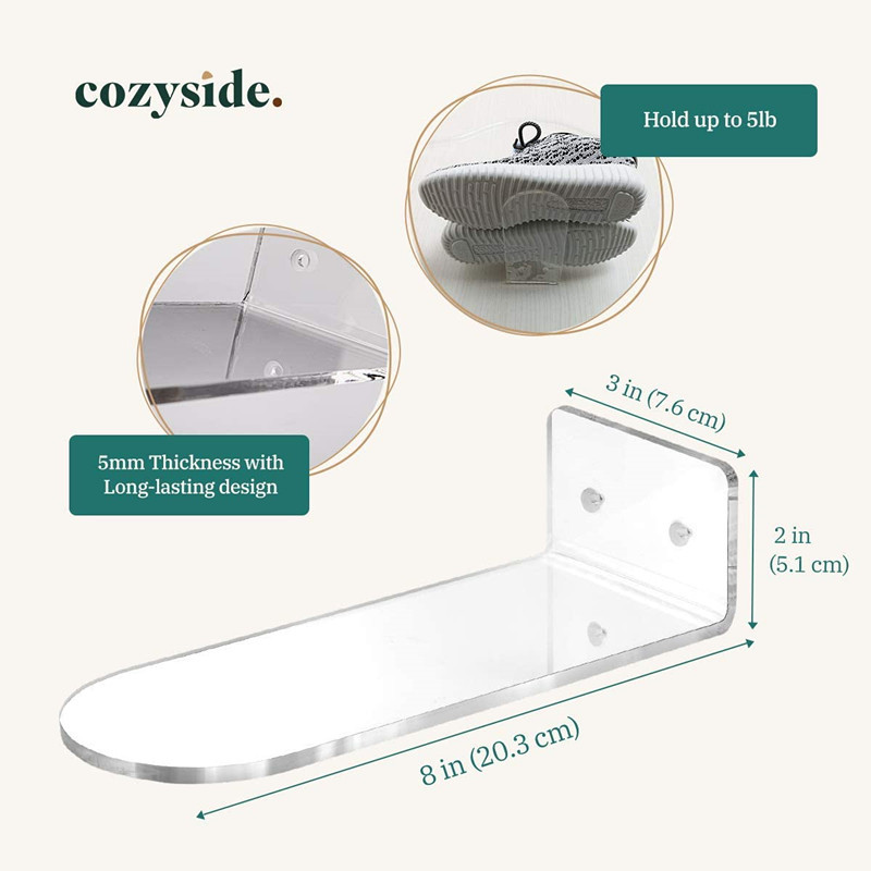 Pantalla de zapatos flotante montada en la pared Juego de 6 piezas de estante de acrílico flotante pantalla colgante de pared Sports Series suspensión Zapatero