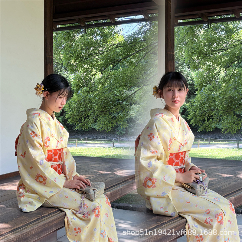 Kimono Japanese style new traditional girl yukata modified dress for photo shoots, Japanese-style deity photography costume