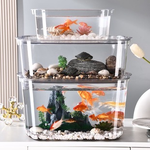 High-Definition Transparent Plastic Small Fish Tank Home Desktop Office Living Room Small Acrylic Turtle Landscaping Ecological Tank