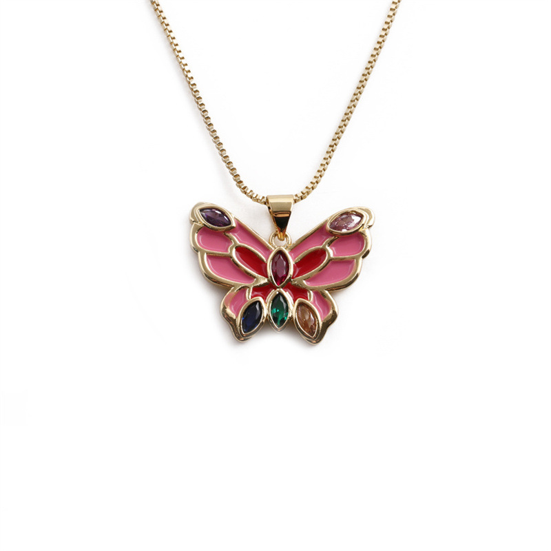 Collier Pendentif Papillon Multicolore À La Mode Dégoulinant D&#39;huile Bijoux En Gros Nihaojewelry display picture 11