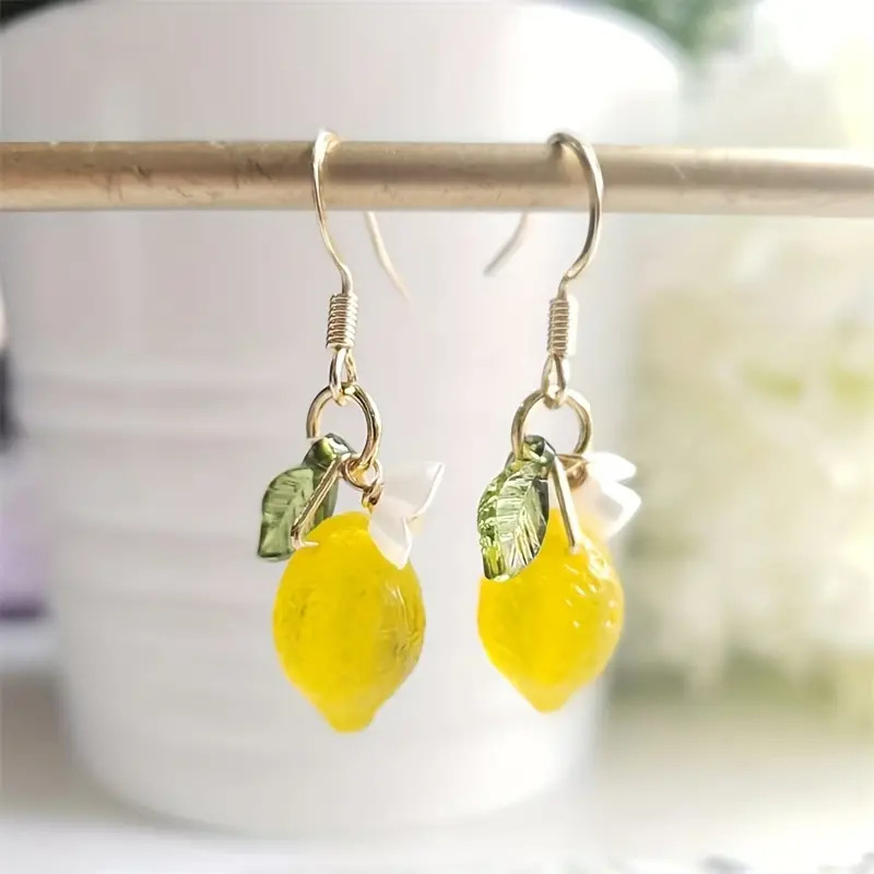 All Seasons Season Women's Gender 1 Pair IG Style Cute Lemon Plastic Resin Drop Earrings