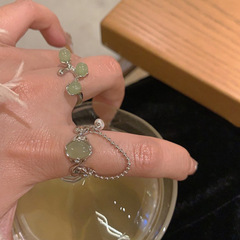 新中式開口戒指女高級感輕奢鏈條疊戴國風ins小眾時尚個性食指戒