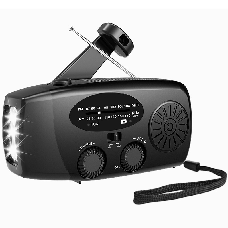 Cross-Border Multifunctional Emergency Radio Flashlight Hand-Cranked Solar USB Charging Amfmwb Outdoor Disaster Prevention Lighting