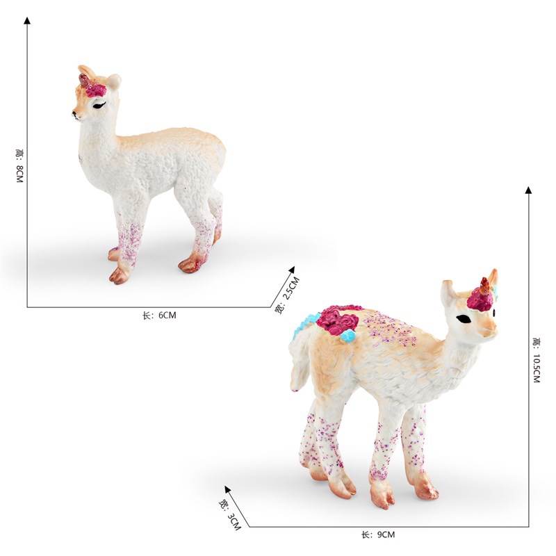 Simulación de mitos occidentales de Amazon animales modelo infantil de unicornio alpaca decoración de mesa juguetes