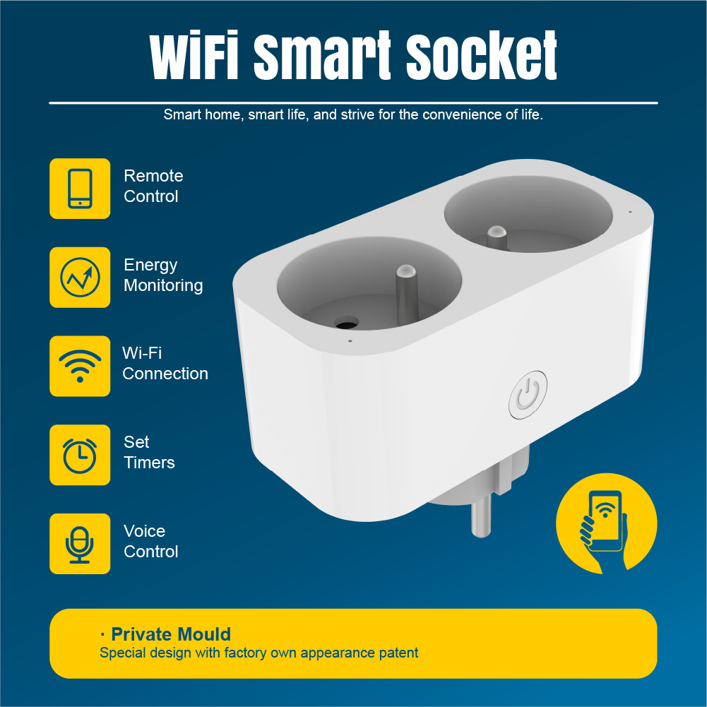 Linkyours联多 欧规法标一转多不带线插线板涂鸦WiFi分控智能插座