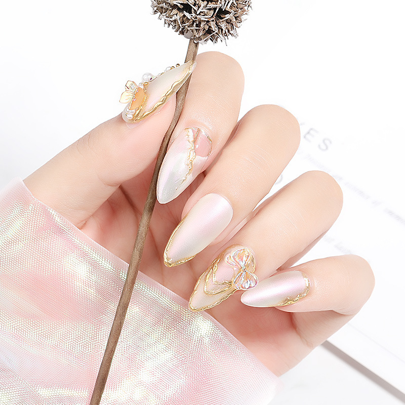 Online popular hielo transparente Aurora mariposa joyería cristal blanco piedra tridimensional uñas diamante Super Flash rhinestone uñas joyería