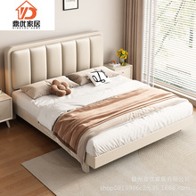 北欧白色奶油风静音床现代简约实木床1.5米1.8主卧软包大床经济型