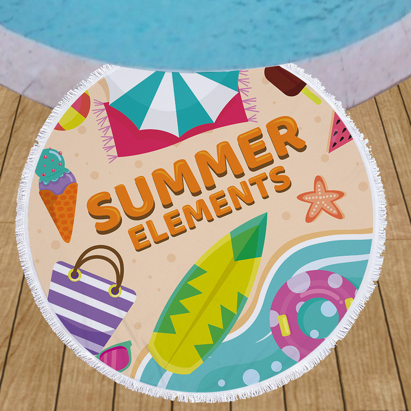 Summer style round microfiber plus tassel sun protection beach vacation Mat yoga shawl beach towel