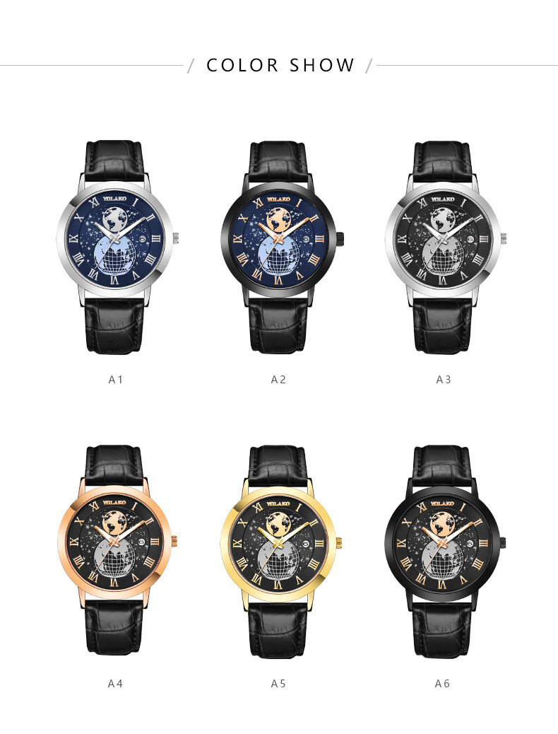 new hot sale fashion Earth calendar men's watch men's watch Belt Men's Watch_voghion.com