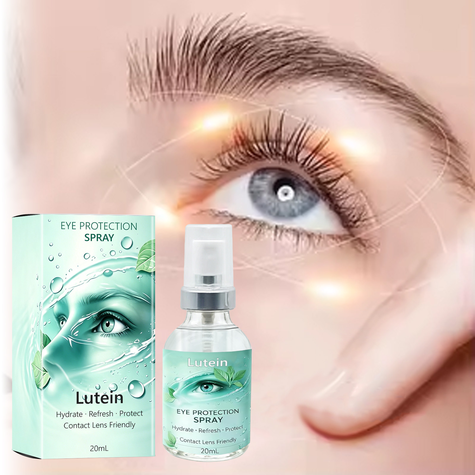 Cross-Border Amazon Lutein Eye Care Spray Moisturizing, Hydrating, Soothing, Brightening Skin, Nourishing Eye Area Essence