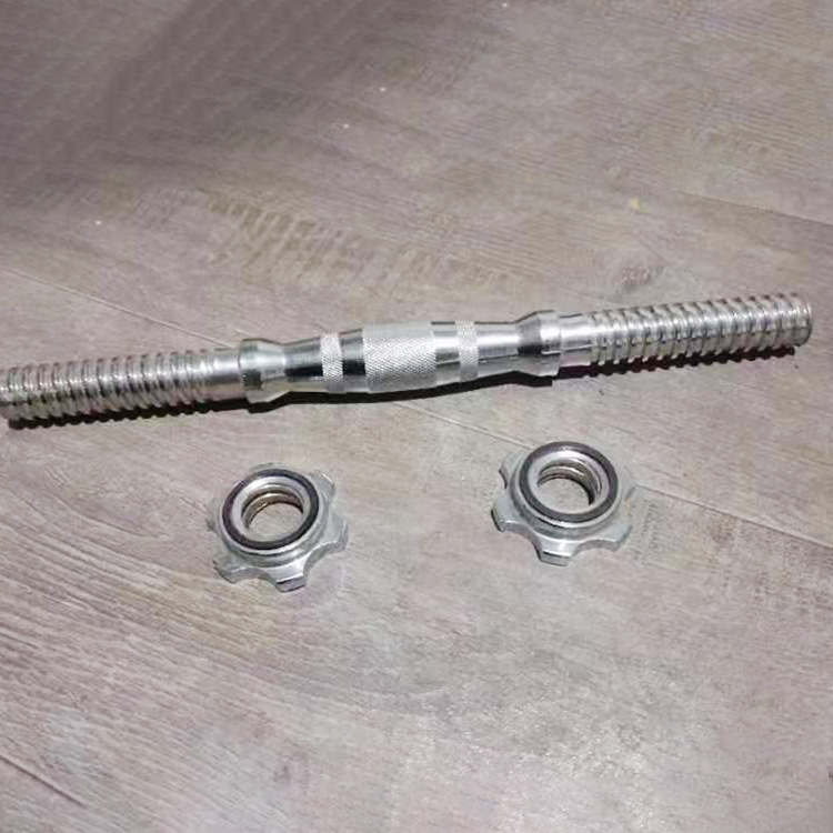 Fitness equipment accessories electroplated dumbbell rod parts dumbbell rod can be matched with weight plates barbell connecting rod double safety nut