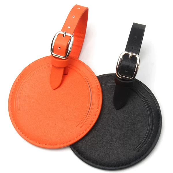 High-Quality Round Luggage Tag, Hidden Leather Suitcase Identification Card Holder, Leather Tag Can Be Used as Logo Advertising