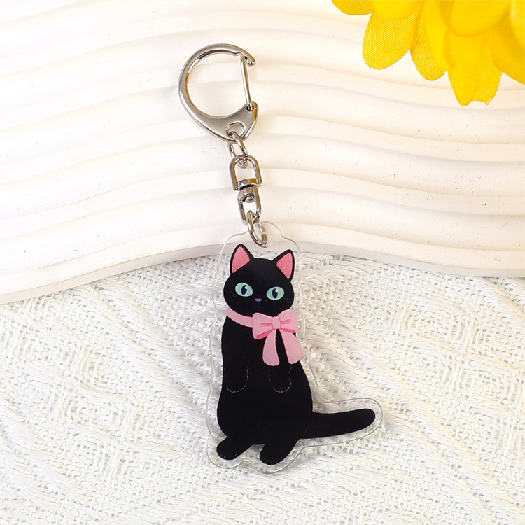 アニメ猫アクリルキーホルダーかわいい黒猫ペンダント国潮タヌキ猫キーホルダーかばんストラップ|undefined