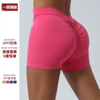 Cross-Border New Cross V поясные спортивные шорты Peach Hip Lifting Yoga три шорты женские шорты для бега и фитнеса без T-образной линии