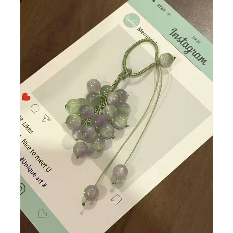 遇阳光变色青提挂件编织材料包绿葡萄串璃珠挂饰钥匙车挂送闺蜜|undefined