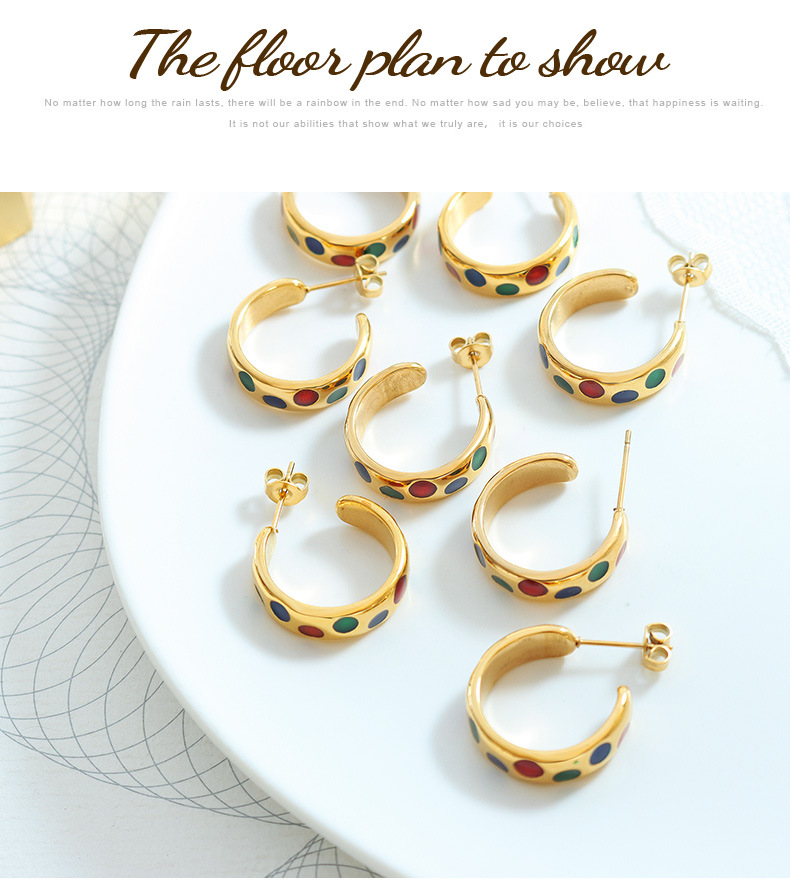 Simple Style C Shape Titanium Steel Plating Earrings 1 Pair