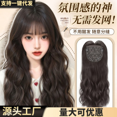 【ネットで手入れをする必要がない】かつら全頭カバーの女性ヘッドトップ増発量水波紋ウール巻きかつらカバー
