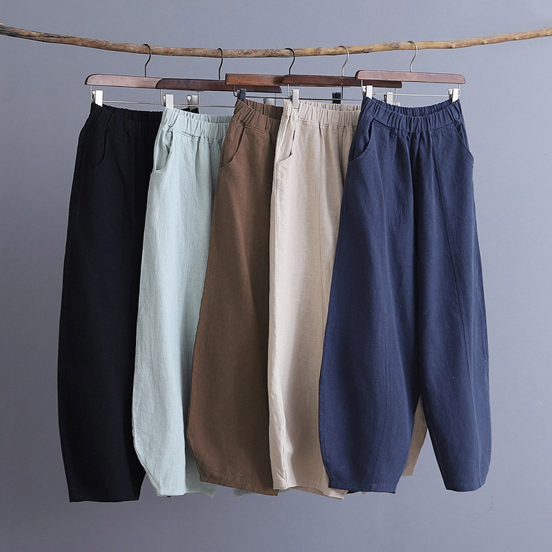 6461 # Ethnic Style Spring and Summer New Cotton and Linen Bloomers Japanese Style Zen Meditation Clothing Elastic Waist Loose Slimming Look Pants 6461 # Ethnic Style Spring and Summer New Cotton and Linen Bloomers Japanese Style Zen Meditation Clothing Elastic Waist Loose Slimming Look Pants