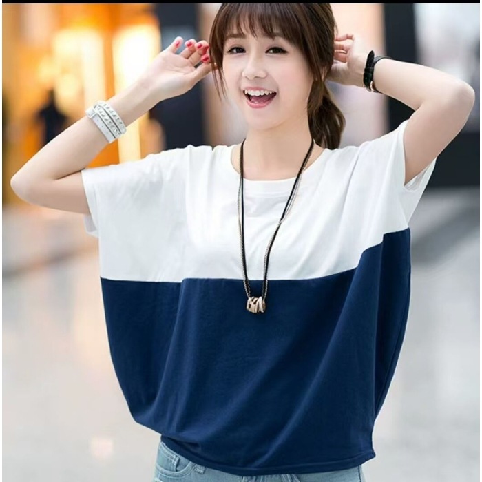 High-Quality Women's T-Shirt In A Mixed-Color Design, Large Size Size 2507 , Available In The Korean Summer Style._ecoleips.com