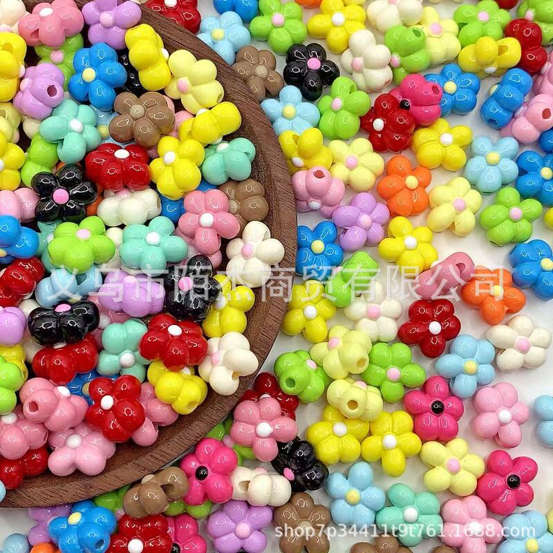 15mm亚克力烤漆直孔散珠大花朵散珠 串珠diy手机链钥匙扣材料配件|undefined
