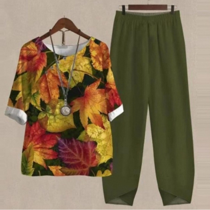 Europa y Estados Unidos trajes casuales de mujer transfronterizos de moda explosiva verano nuevo cinco mangas impresión chaqueta pantalones dos piezas