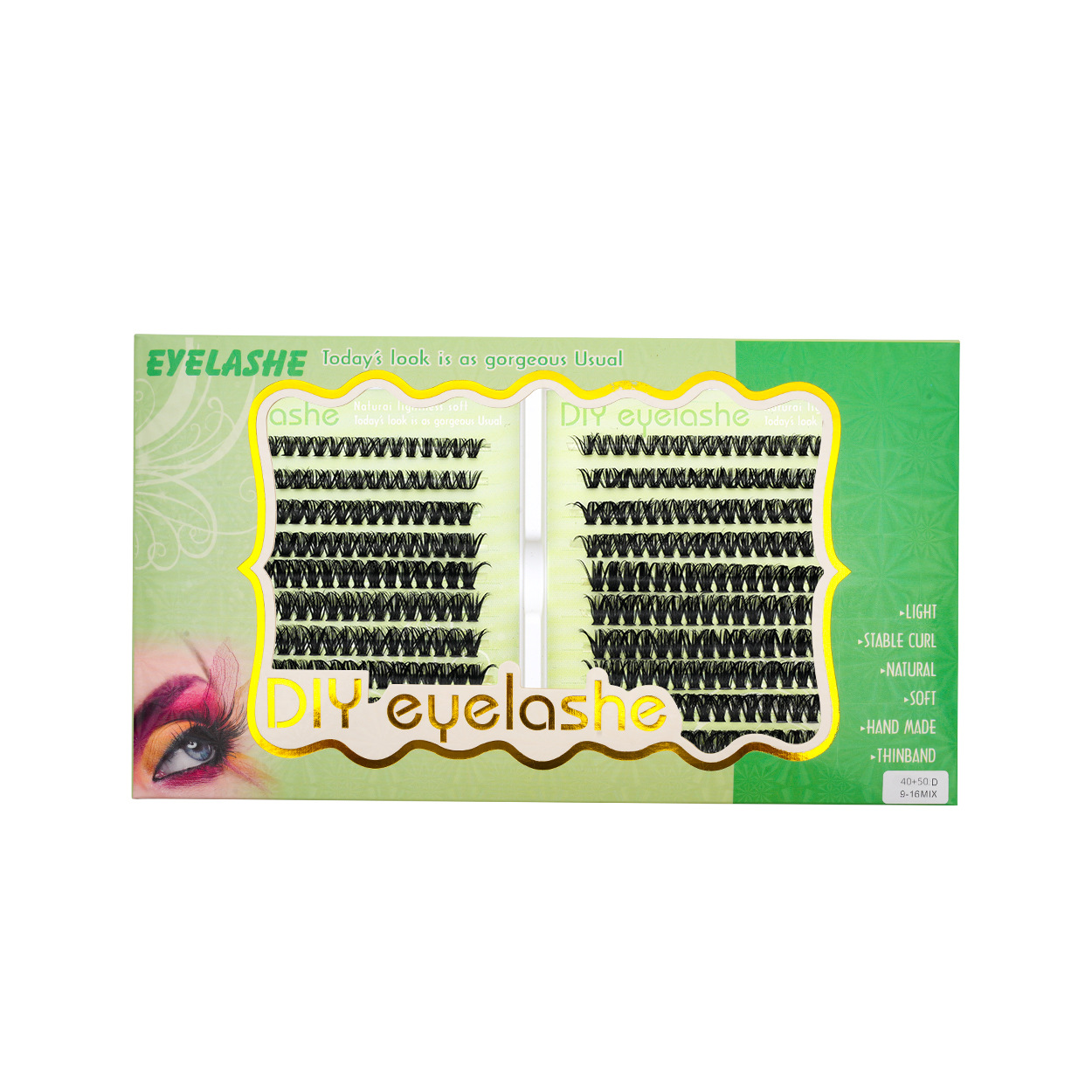 DIY transfronterizo pestañas falsas 4 piezas juego de pegamento de liberación de pestañas 304050P60P80P100P 20 filas lotes de comercio exterior