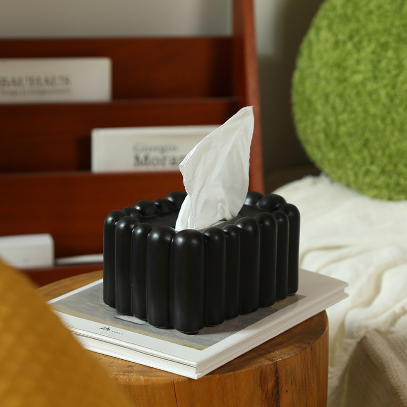 Ins cremoso viento cerámica caja de pañuelos decoración hogar sala de estar caja de dibujo simple escritorio decoración suave al por mayor