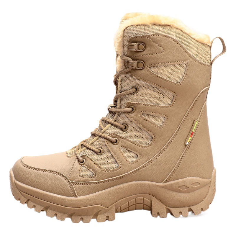 Winter Outdoor fleece-lined Non-slip Combat Boots Couple's Boots Snow Boots plus size Thickened High-top Cotton Shoes Mountaineering Shoes