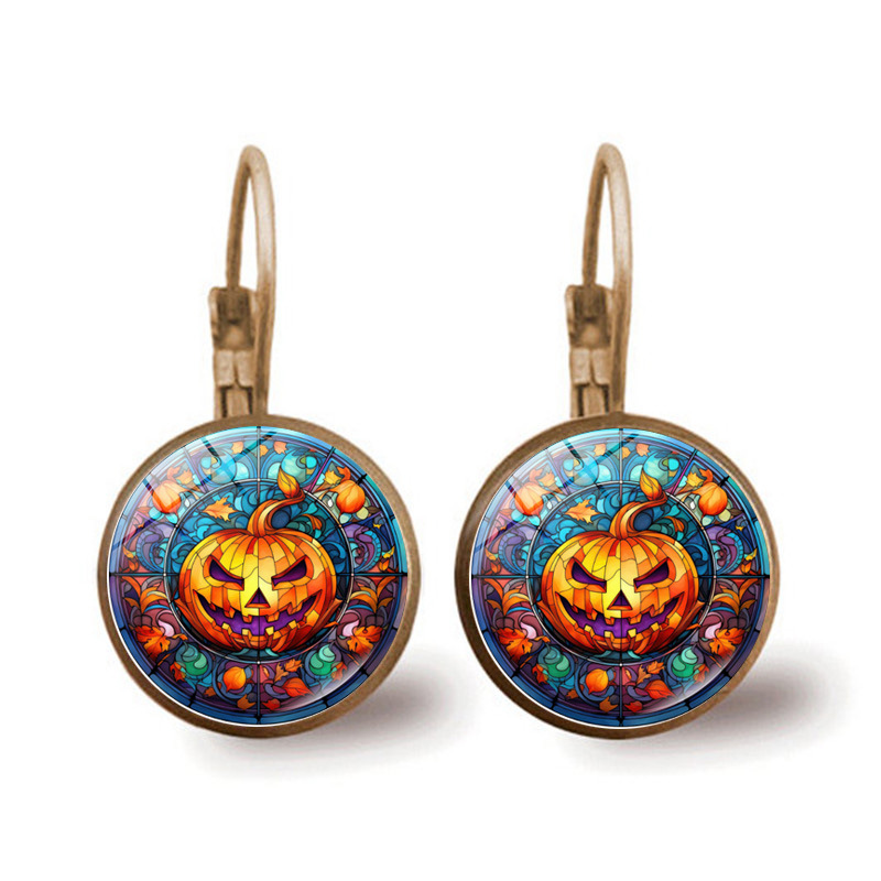 Orecchini a forma di zucca per donna, semplici e versatili, orecchini a forma di castello fantasma di Halloween, accessori per le orecchie_voghion.com