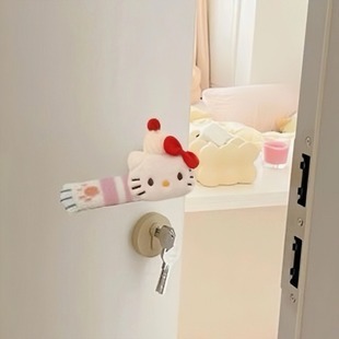 Cute kt cat hat plush door handle protective cover home decoration good winter anti-freeze anti-static door handle cover