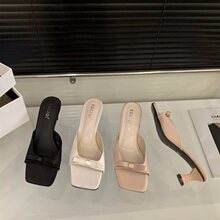 2026法式蝴蝶结一字拖高跟凉鞋新款凉拖鞋女夏外穿配裙子温柔绝美