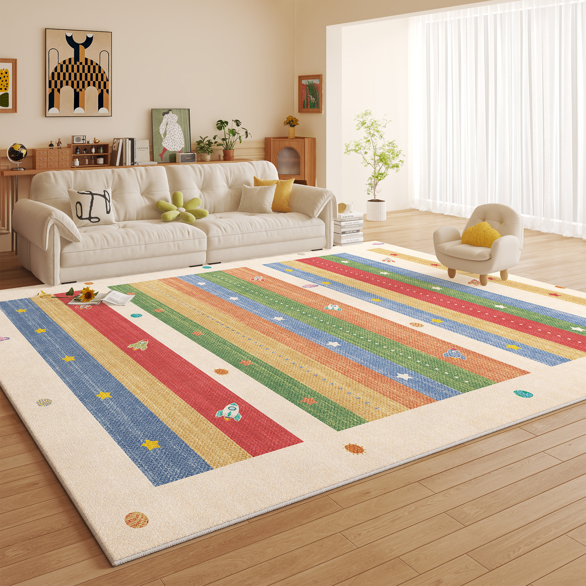 Nuevo alto grado de sensación de alfombra espesa de viento crema imitación de cashmere impermeable sin lavado se puede limpiar la almohadilla de mesa de té de la sala de estar del dormitorio