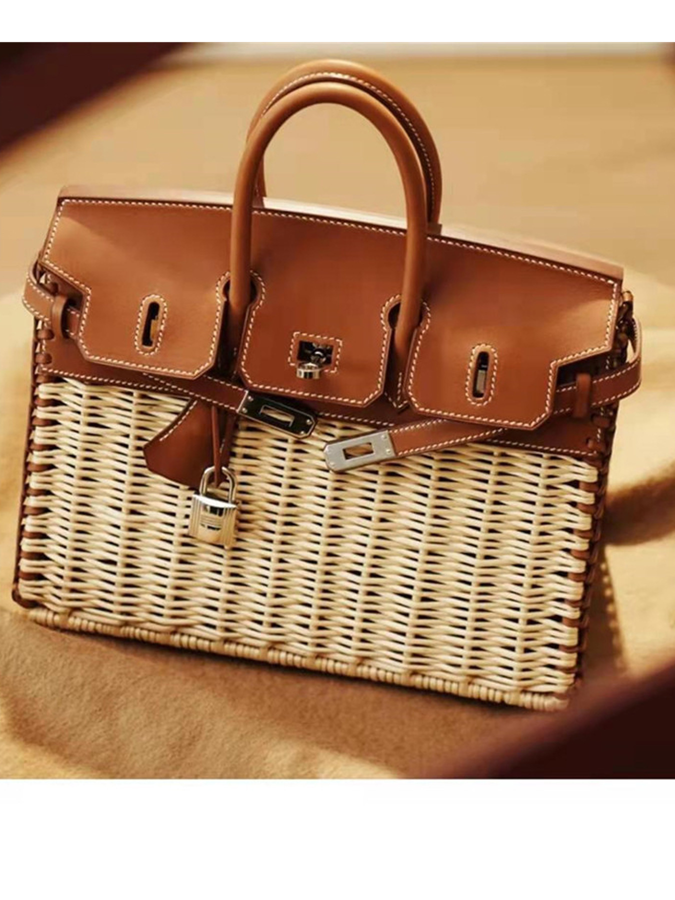 Bolso de Mano de Ratán, Tejido, para Uso Diario