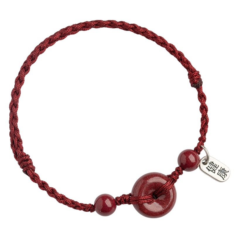 Safety Buckle red rope bracelet anklet men's and women's animal year rabbit hand-woven safety health bracelet cinnabar bracelet