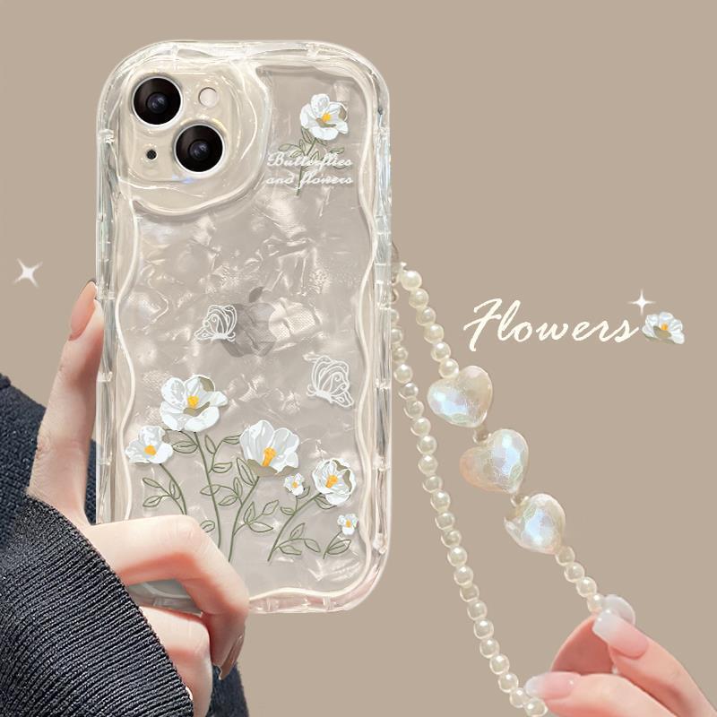 for apple 15 phone case iPhone14/13promax line flower bracelet 11/12 transparent silicone xr