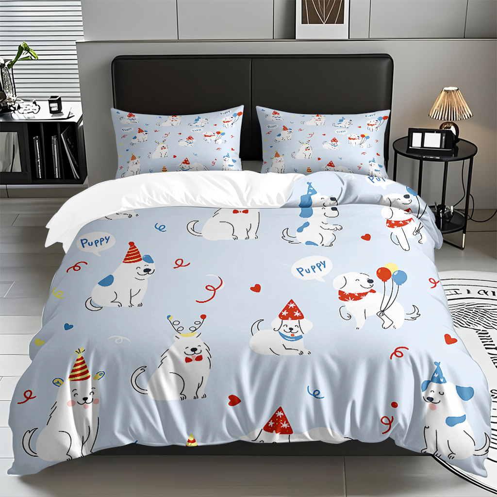 Fábrica directa para textiles caseros moles lindos cachorros impresión digital colcha colcha TEMU / JIT