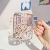 Hearts Bubble starry sky star Sequins double-deck glass Red Coffee glass handle Heat Milk Cup