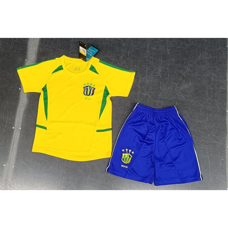 Trajes de fútbol retro transfronterizos trajes de ropa infantil Barça camiseta de manga corta Inter Brasil Argentina uniformes de juego AC