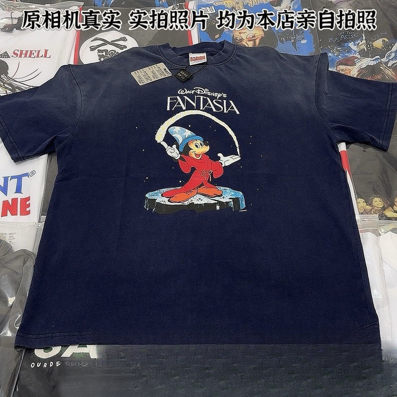 Top Version Saint Michael “Fantasia” Mickey Collaboration Short-Sleeved T-Shirt for Men Top Version Saint Michael “Fantasia” Mickey Collaboration Short-Sleeved T-Shirt for Men