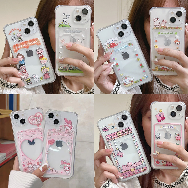 Snoopy Cartoon Card Case for Apple 15 Phone Case iPhone14promax Card Case 11 Transparent XR Case