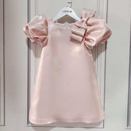 儿童礼服公主裙小女孩粉色泡泡袖连衣裙女宝宝一周岁礼服童装礼服