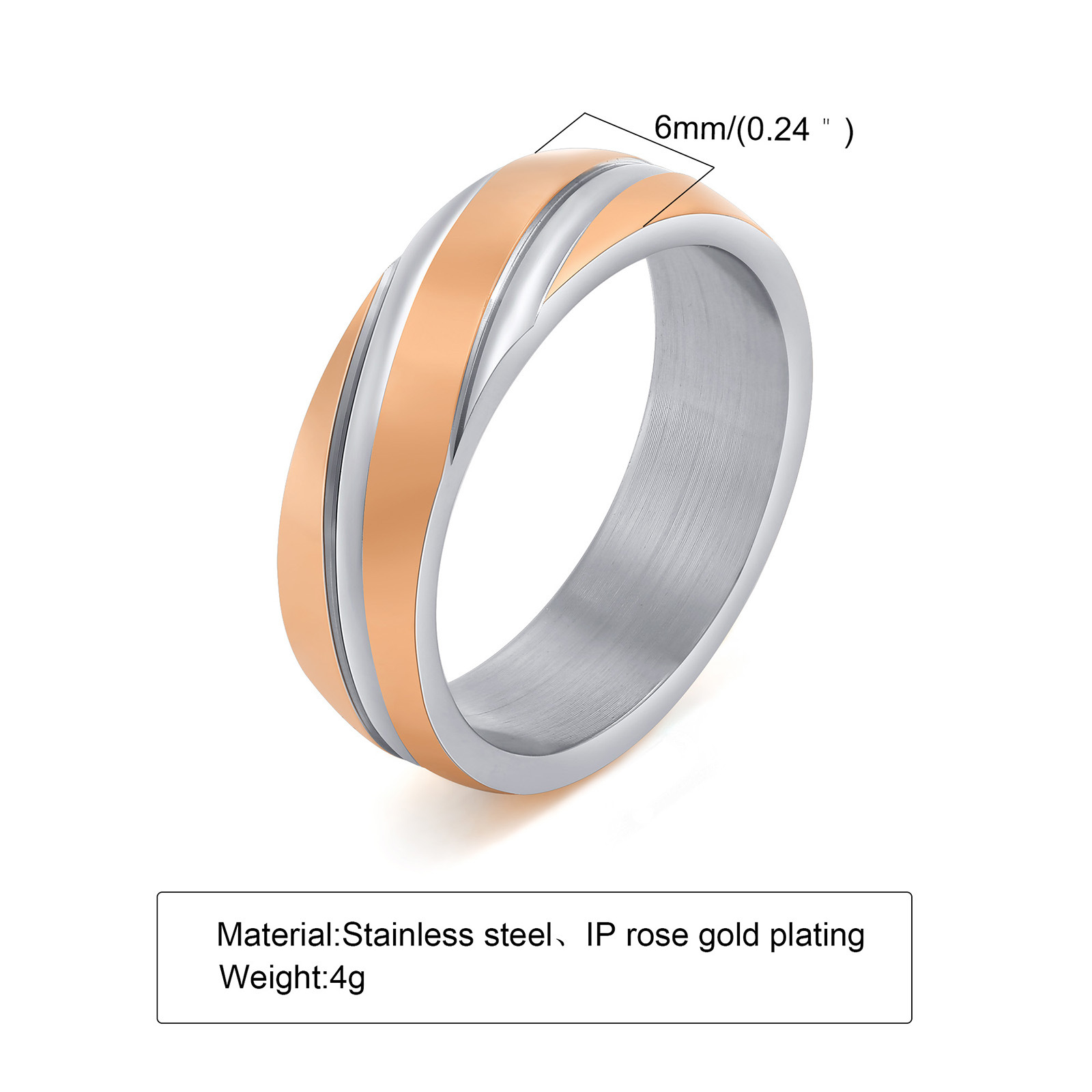 6g Weight Rings Classification 5, 6, 7 Ring Size Daily Occasion Stainless Steel Material Geometric Pattern Men'S Gender Plating Design Simple Style Style Simple Style Geometric Stainless Steel Rings Plating Stainless Steel Rings 2
