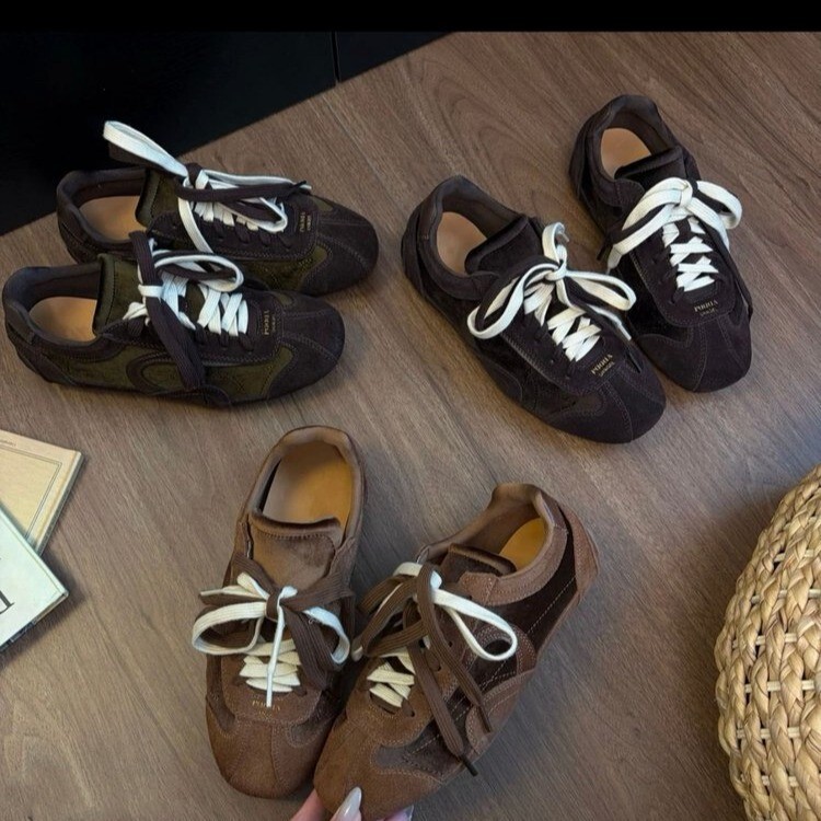 2026 New European-Style Genuine Leather Retro German Training Shoes, Flat Casual Sneakers, Lightweight Running Shoes, Trendy Women's Shoes 2026 New European-Style Genuine Leather Retro German Training Shoes, Flat Casual Sneakers, Lightweight Running Shoes, Trendy Women's Shoes