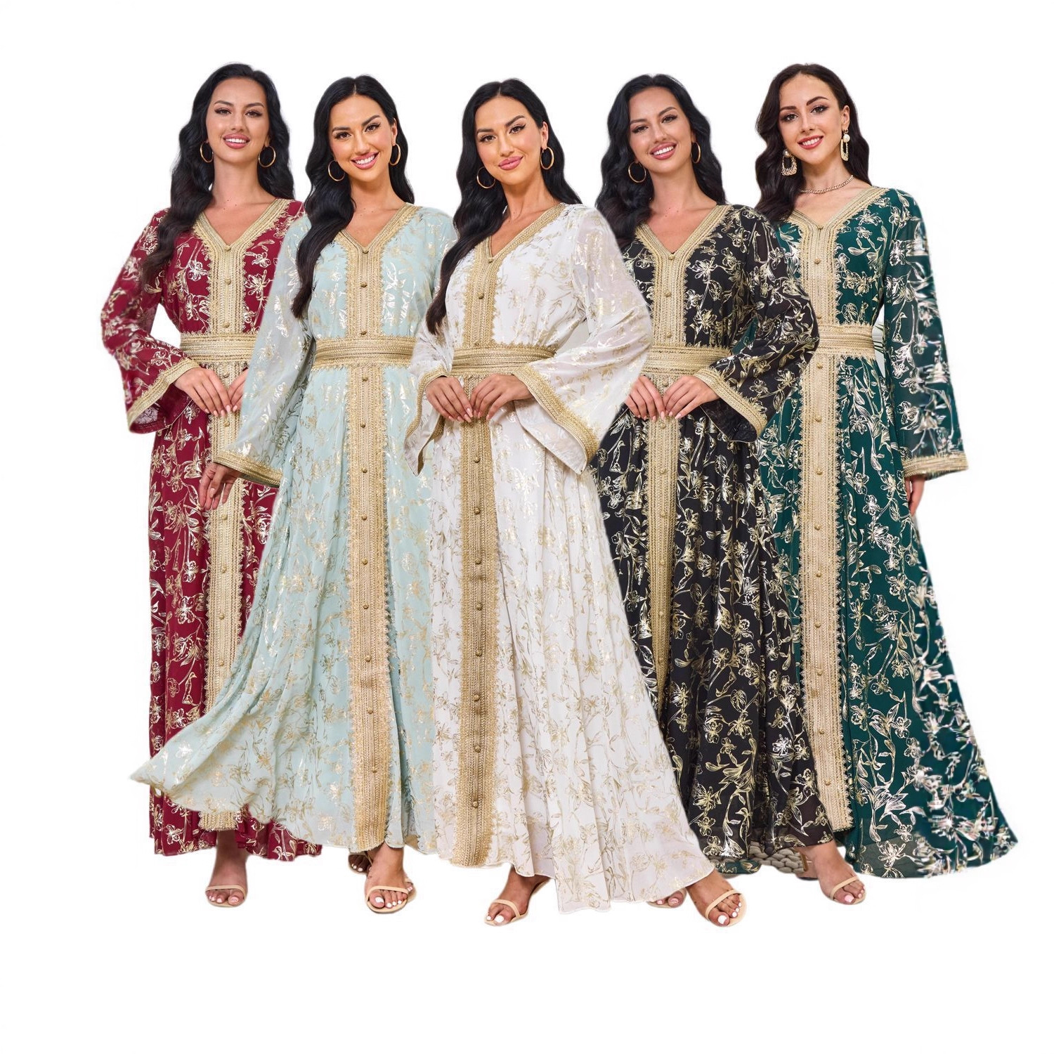 Foreign Trade Coats, Evening Dresses, Women's Clothing, Floral Embossed Gold-Stamped Fashion Ethnic Style Dresses Wholesale