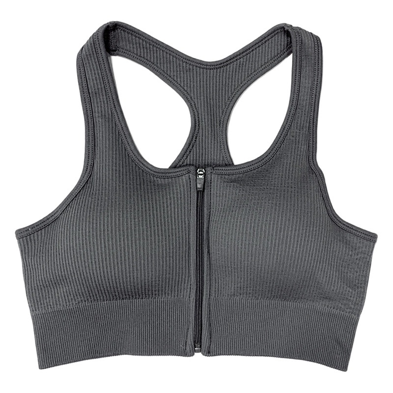 [Zhejiang Jin] Ropa de yoga sin costuras estilo europeo y americano, sujetador deportivo, ropa exterior, sujetador de fitness con cremallera, espalda hermosa, ropa de yoga estilo lulu
