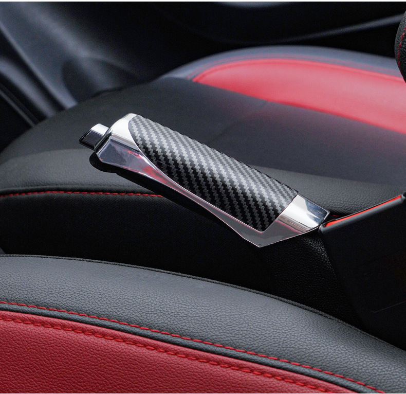 Car Decorative Handbrake Cover Car Handbrake Decorative Cover Decorative Cover Plastic Decorative Sheath Carbon Pattern Handbrake Cover