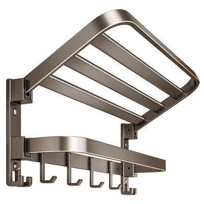 枪灰色毛巾架免打孔卫生间浴室架子置物架浴巾架厕所卫浴五金套装