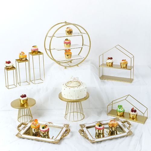 Lace edge rectangular tray stand metal European style cake plate square plate pastry plate dessert display plate cookie ginger tea